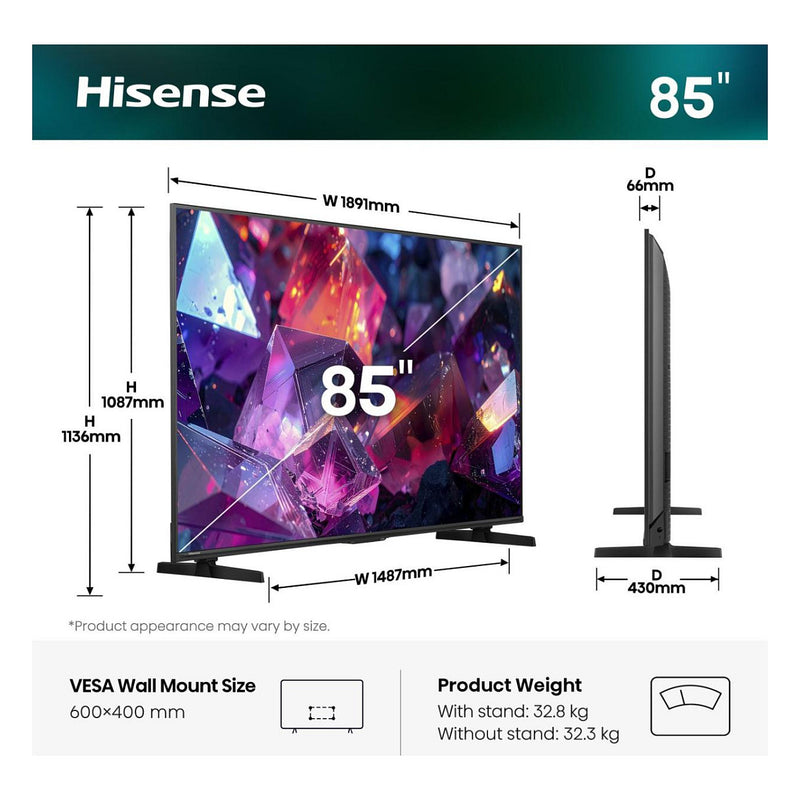 Hisense 85" 4K Smart-TV – Großes Bild, klare Details