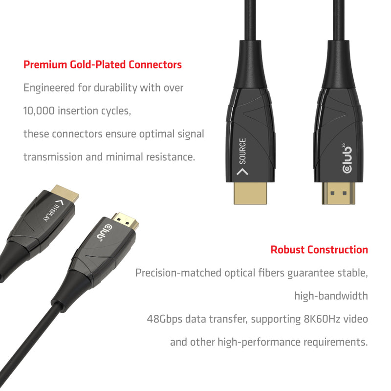 Club3D HDMI-Kabel 100m – 8K & 4K Unterstützung, Glasfaser