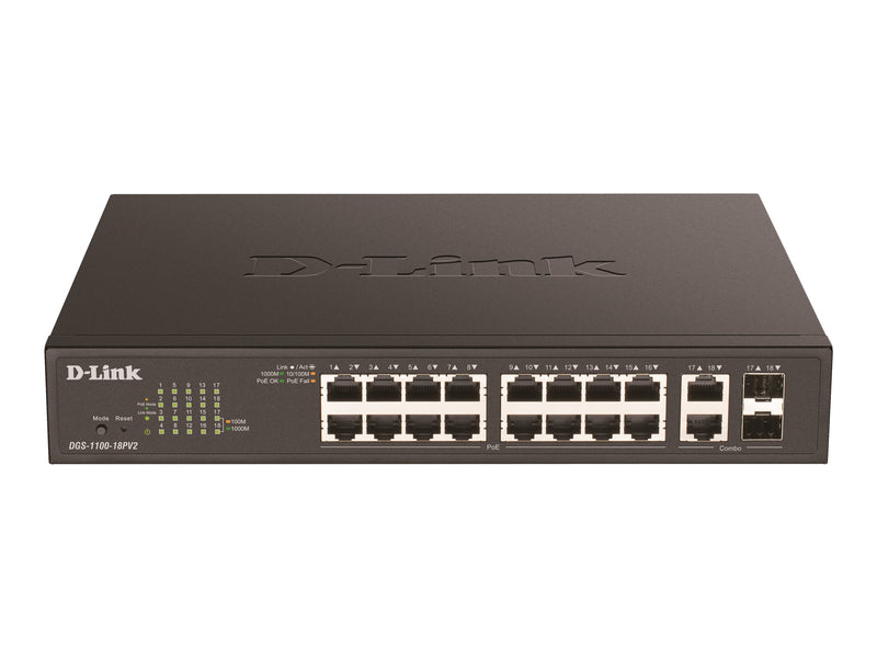 D-LINK Netzwerk-Switch – 16 Ports, PoE+ Unterstützung