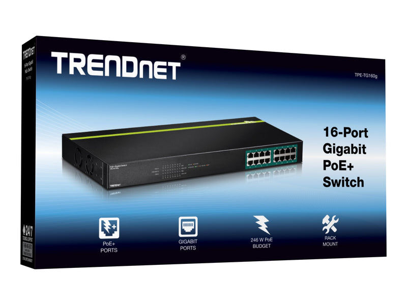 Trendnet 16-Port Gigabit Switch – Stromversorgung über Ethernet