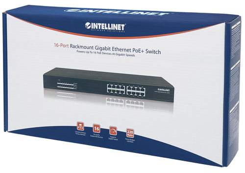 INTELLINET Gigabit Ethernet Switch – 16 Ports, PoE+