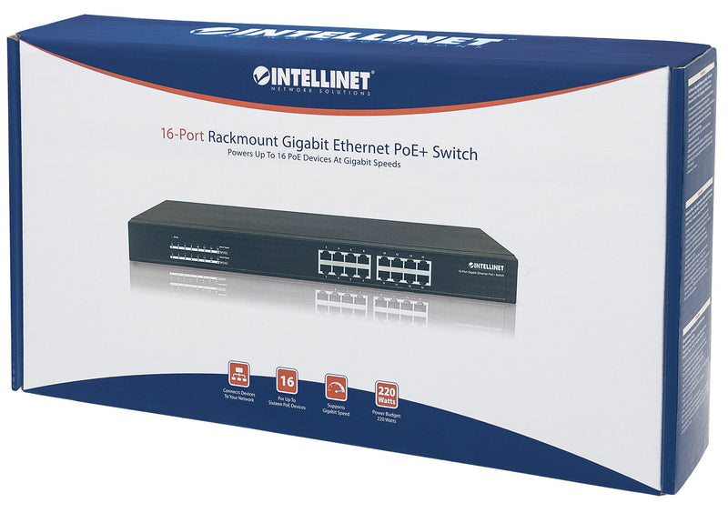 INTELLINET Gigabit Ethernet Switch – 16 Ports, PoE+