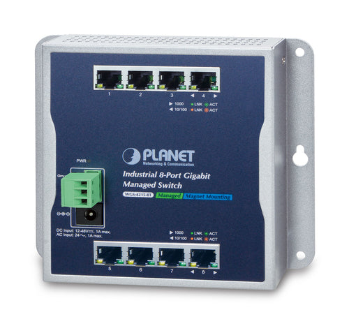 Planet Technology 8-Port Switch – Wandmontage, verwaltet