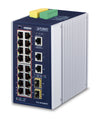 Planet Technology 16-Port PoE Switch – Gigabit, für DIN-Schiene