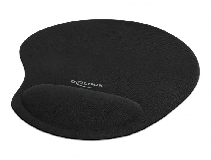 DELOCK Ergonomisches Mauspad – Mit Gel-Handballenauflage, Schwarz