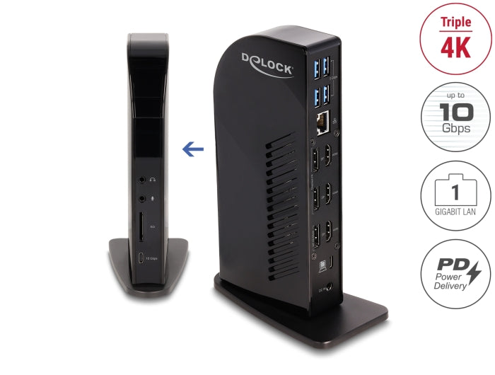 DELOCK Dockingstation – 3 Bildschirme, 4K-Auflösung