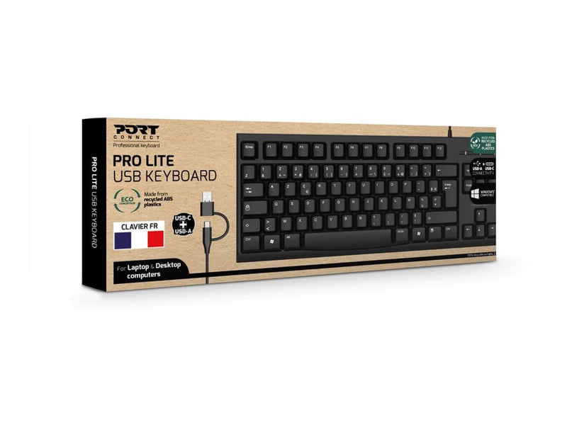 PORT Office Tastatur – USB, AZERTY Layout, Plug and Play