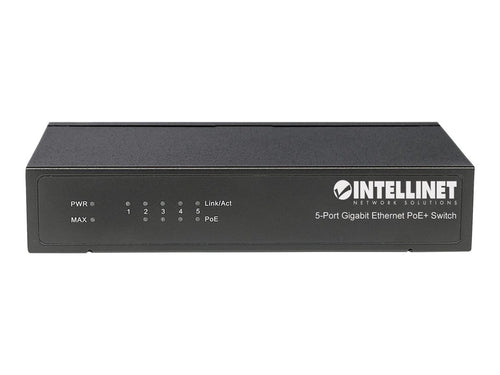 INTELLINET 5-Port PoE+ Switch – Gigabit Ethernet, 60W Leistung