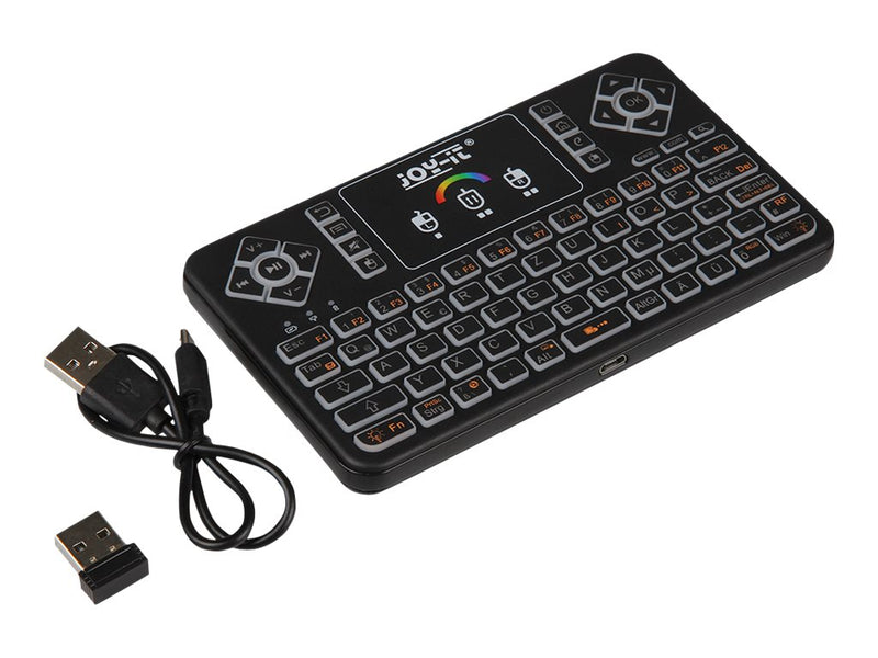 JOY-IT Mini Wireless Tastatur – RGB Licht, Touchpad