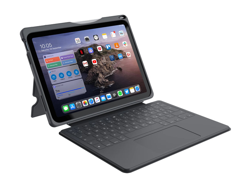 DEQSTER Rugged Keyboard für iPad – Spritzwasserschutz, Trackpad
