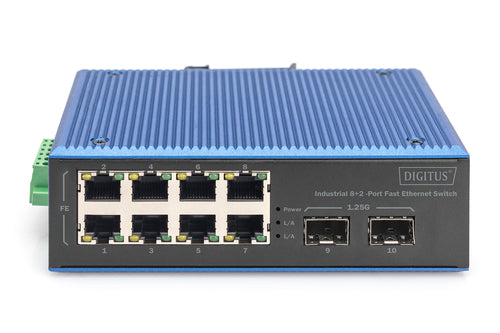 Digitus 8+2-Port Netzwerk-Switch – Robust für Industrie