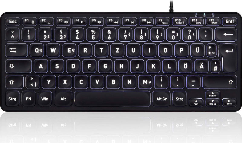 PERIXX Mini-Tastatur – Hinterleuchtet, Scherenschalter, USB-Anschluss