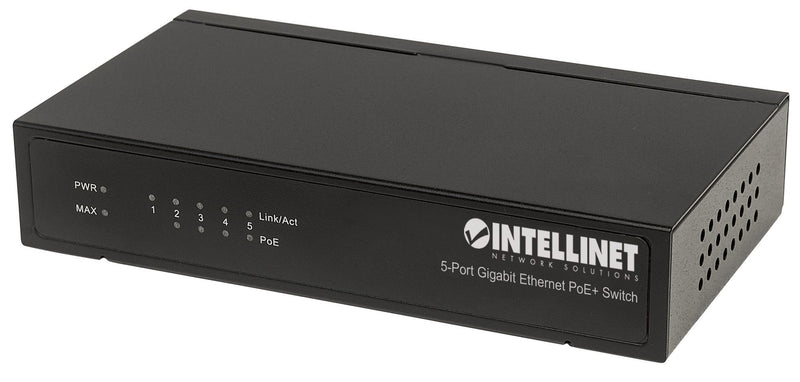 INTELLINET 5-Port PoE+ Switch – Gigabit Ethernet, 60W Leistung