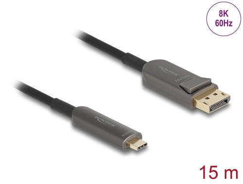 Delock USB-C zu DisplayPort Kabel – 8K, 40 Gbps, 15 m