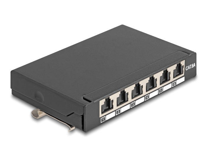 DELOCK Mini Patchpanel – 6 RJ45 Ports, Cat.6A, schwarz
