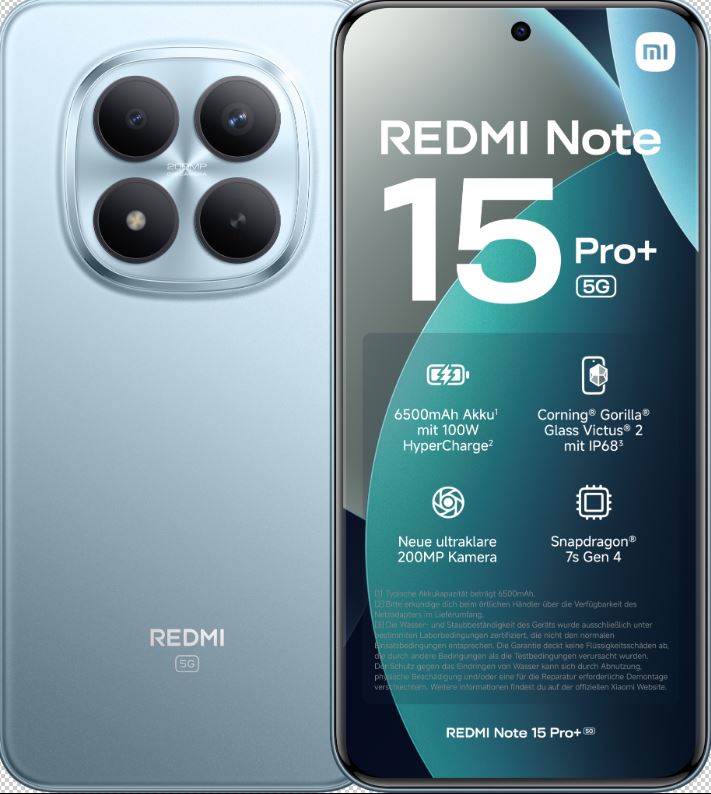 Xiaomi Redmi Note 15 Pro+ Smartphone – 5G, 256 GB Speicher