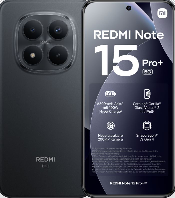 Xiaomi Redmi Note 15 Pro+ – 5G, 256 GB Speicher