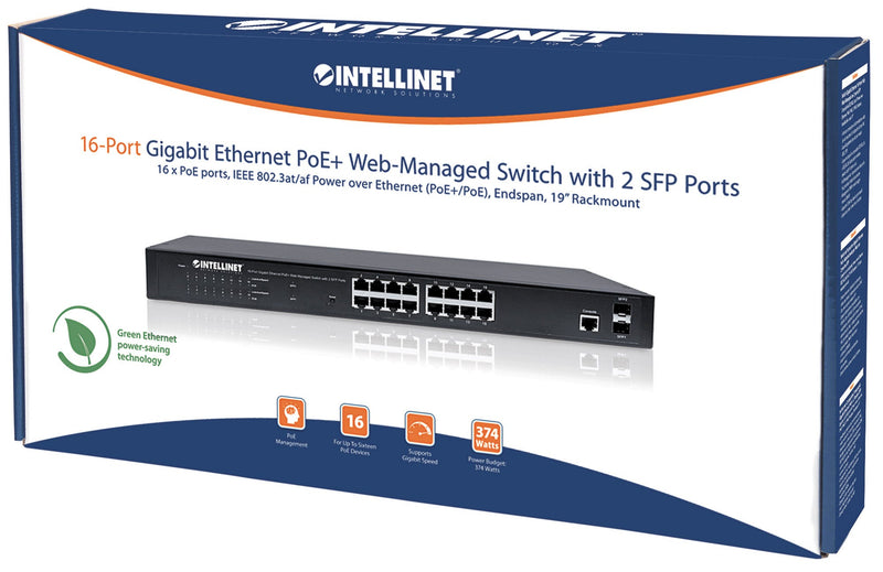 Intellinet Netzwerk-Switch – 16 Ports, PoE-Funktion