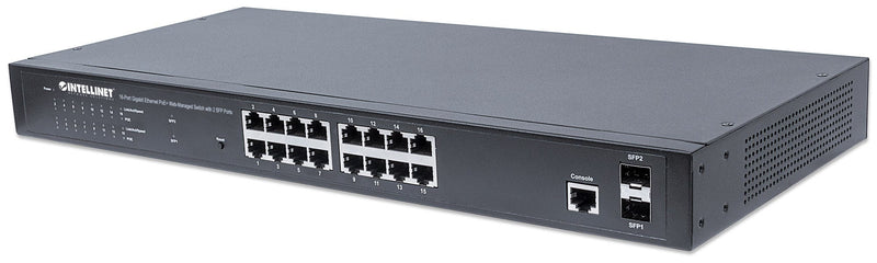 INTELLINET 16-Port Gigabit Switch – PoE+ für einfache Netzwerkverwaltung