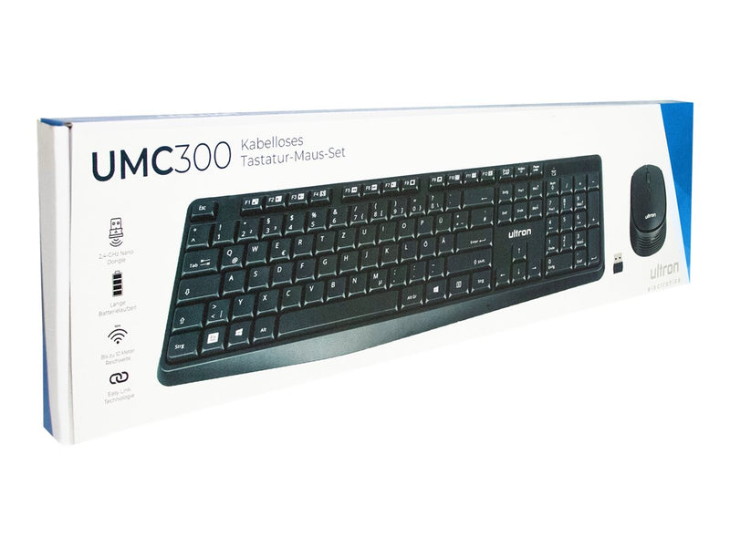 ULTRON Kabelloses Tastatur-Maus-Set – Einfaches Arbeiten, Deutsch Layout