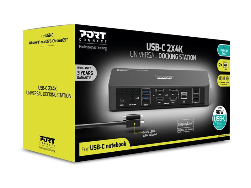 PORT Universal Dockingstation – USB-C, 2 x 4K Display Support