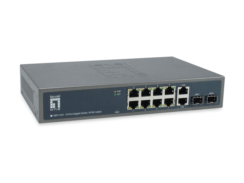 LEVELONE Netzwerk-Switch – 8 PoE+ Anschlüsse, Rack-montierbar