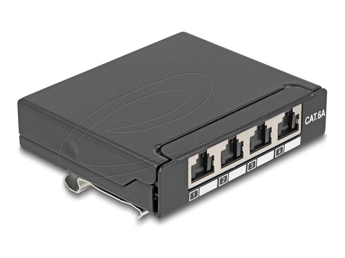 DELOCK Mini Patchpanel – 4 Ports, Cat.6A, für Tischmontage