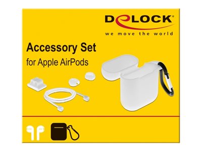 DELOCK Zubehörset für AirPods – Schutztasche, Ohrenstöpsel