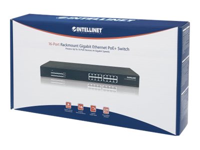 INTELLINET Gigabit Ethernet Switch – 16 Ports, PoE+