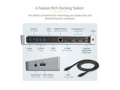 Startech USB-C Dockingstation – 3x 4K-Video, 100W Stromversorgung
