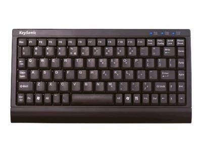 KeySonic Kompakte Tastatur – USB & PS/2, Blaue LEDs