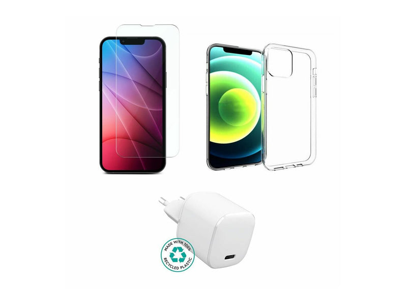 eSTUFF Zubehörkit für iPhone 13 Pro – Ladegerät, Schutzglas, Hülle