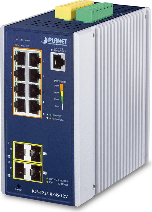 Planet Technology Netzwerk-Switch – 8 PoE-Ports, 4 SFP-Module