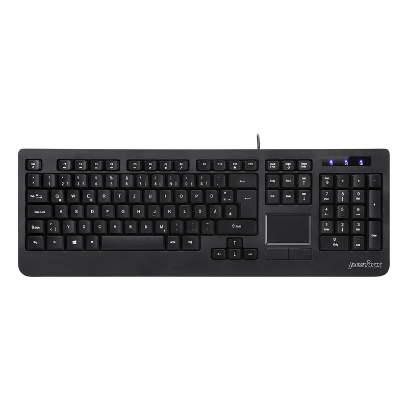 PERIXX USB-Tastatur mit Touchpad – QWERTY, volle Größe, kabelgebunden