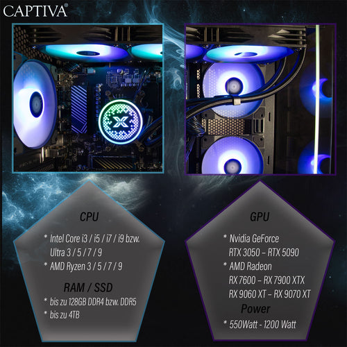 Captiva Gaming-PC – Ryzen 7, 32 GB RAM, 2 TB Speicher
