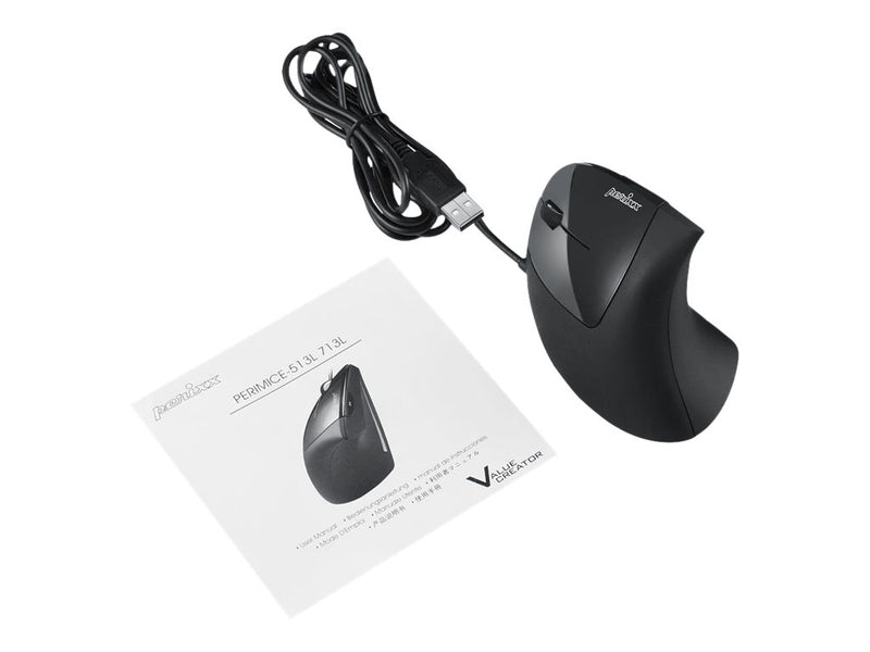 PERIXX Ergonomische Maus – Vertikal, für Linkshänder