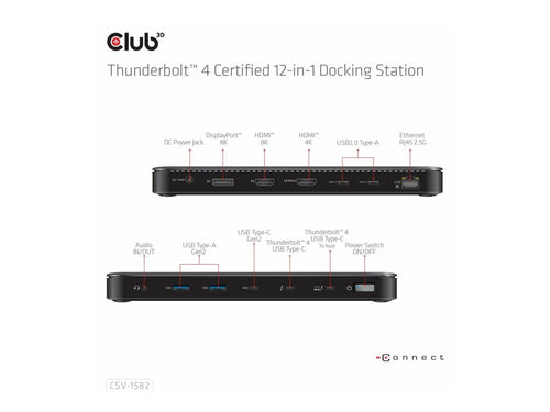 Club3D Dockingstation – 12 Anschlüsse, 8K-Video