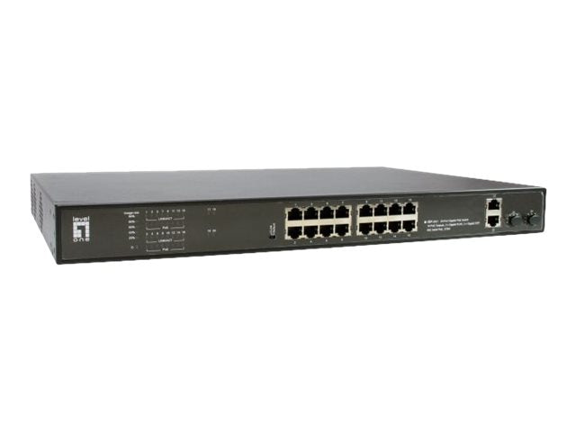LevelOne 20-Port Gigabit Switch – PoE-Unterstützung, Rack-montierbar