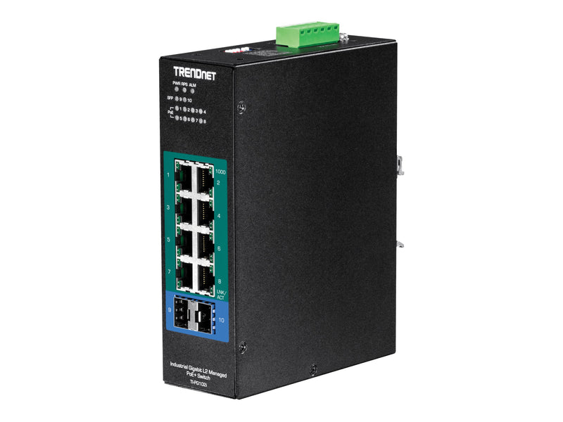 TRENDnet 10-Port Gigabit Switch – PoE+, für Industrie geeignet
