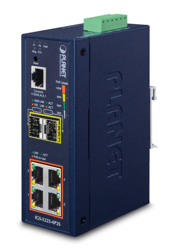 Planet Technology Industrie-Switch – 4 PoE+ Ports, montierbar