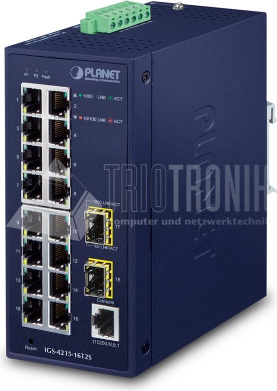 Planet Technology 16-Port Managed Switch – Gigabit Netzwerk, vielseitige Montage