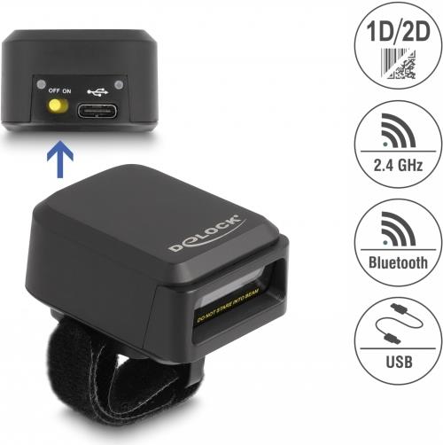 DELOCK Ringbarcode-Scanner – Tragbar, USB-C & Bluetooth