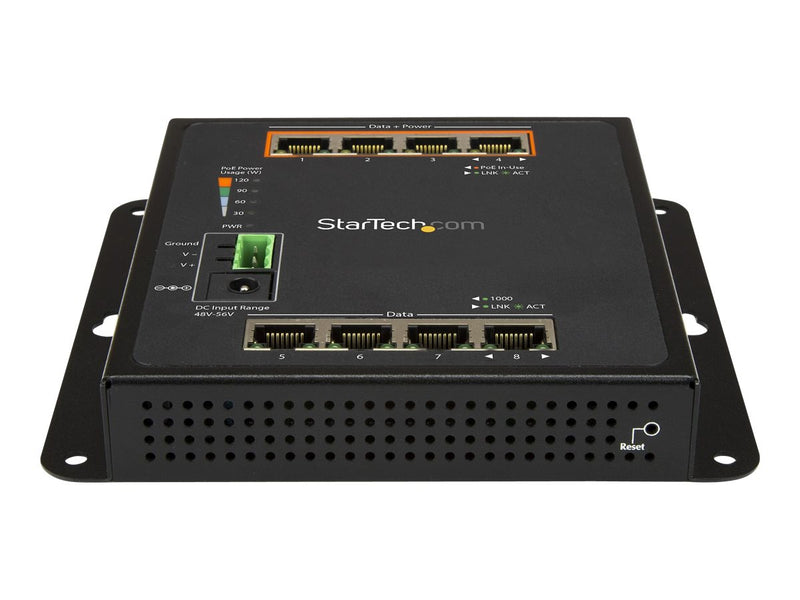 StarTech 8-Port Ethernet Switch – PoE+, Wandmontage