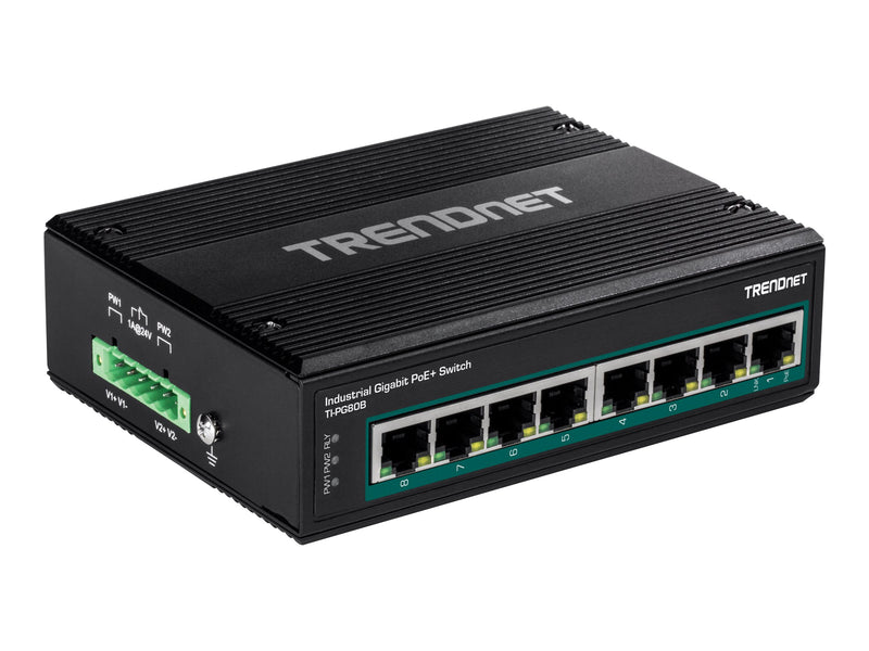 TRENDnet 8-Port Gigabit Switch – PoE+, für Industrieumgebungen