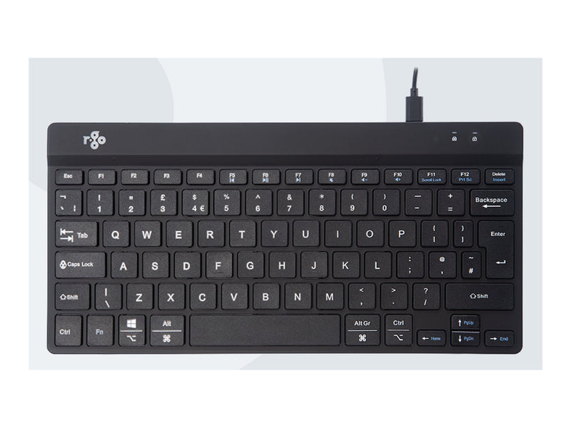 R-GO TOOLS Kompakte Ergonomische Tastatur – USB-Anschluss, Schwarz