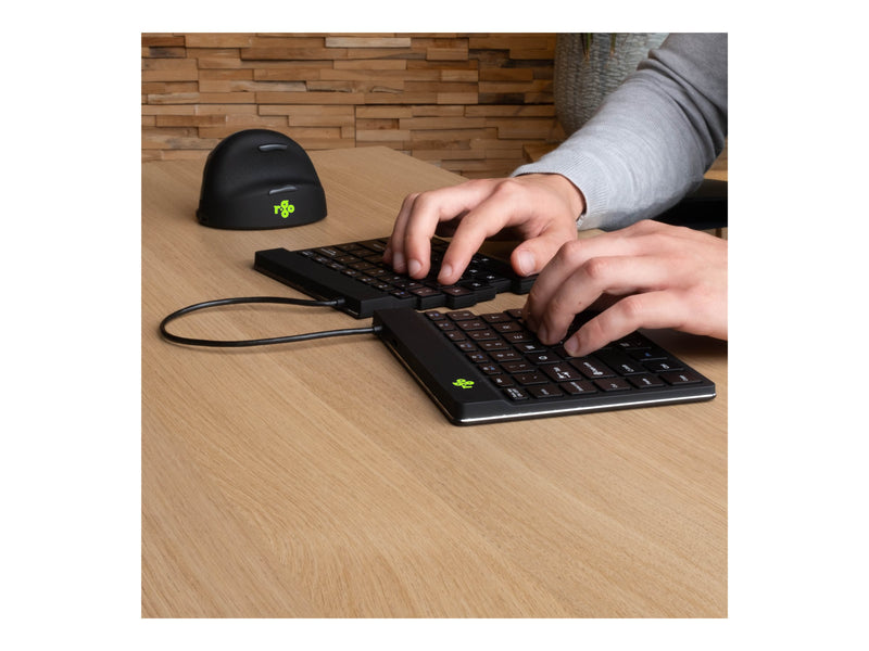 R-GO TOOLS Ergonomische Tastatur – Kabellos, mit Pauseanzeige