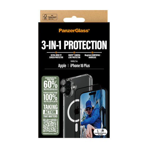 Panzerglass Schutzpaket für iPhone 16 Plus – 3-in-1 Set