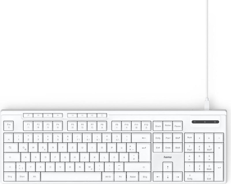 HAMA USB-Tastatur – 8 Medientasten, kabelgebunden