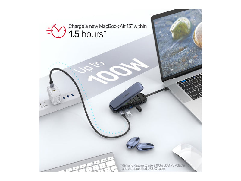 Unitek uHUB H6 Dockingstation – 4K HDMI, USB-C Power Delivery