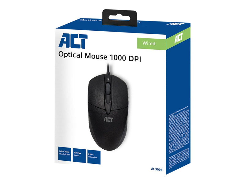 ACT USB-Maus – Beidhändig, optisch mit 2 Tasten
